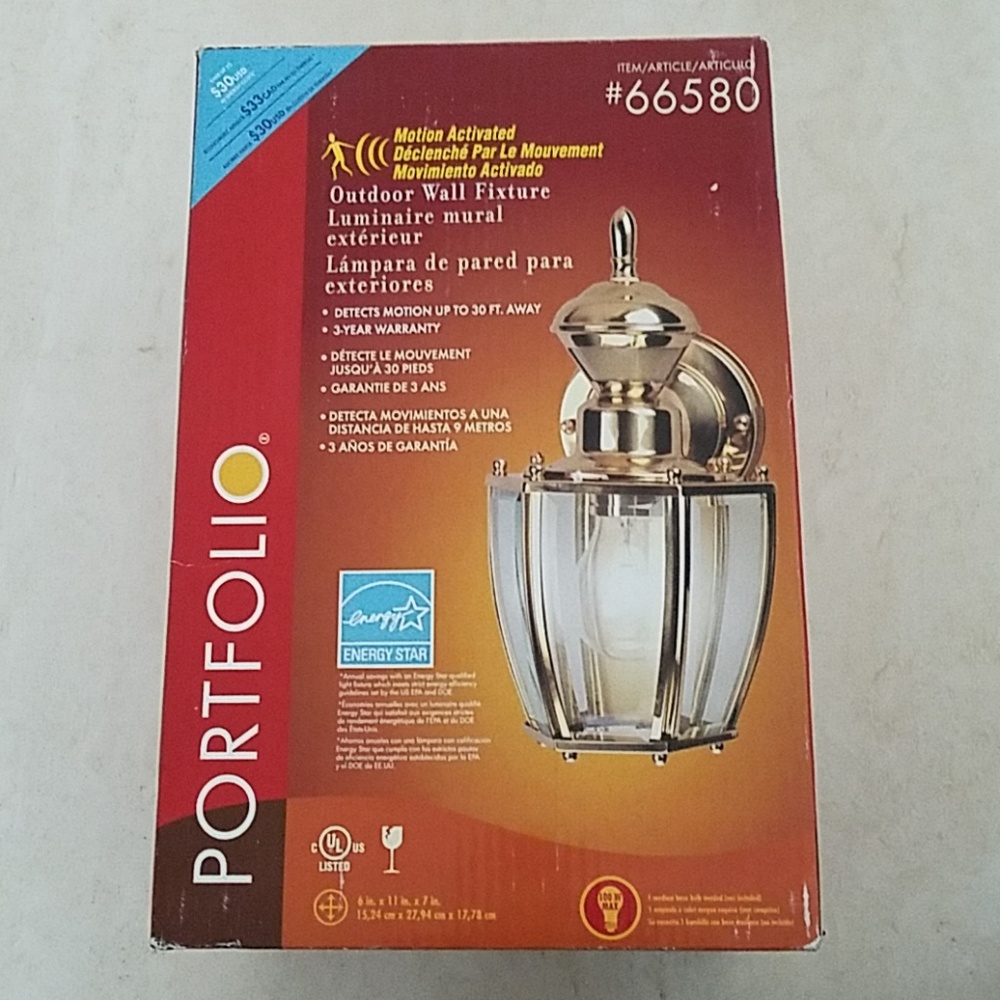 Lowes portfolio brass outdoor wall fixture